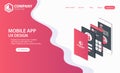 New Trendy Mobile App Website Landing Page vector theme template