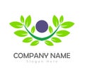 New trendy people eco environment green concept Business People green leaf vector logo.