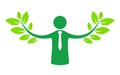 New trendy people eco environment green concept Business People green leaf vector logo.
