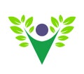 New trendy people eco environment green concept Business People green leaf vector logo.