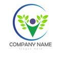 New trendy people eco environment green concept Business People green leaf vector logo. Royalty Free Stock Photo