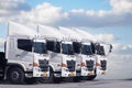 New truck fleet is parking with beautiful sky blue Royalty Free Stock Photo