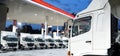 New truck fleet is parking in the Gasoline station Royalty Free Stock Photo