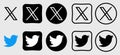 New Twitter vs x.com. Novation Elon Mask. popular social media button icon, instant messenger logo of Twitter. Editorial vector