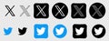 New Twitter vs x.com. Novation Elon Mask. popular social media button icon, instant messenger logo of Twitter. Editorial vector