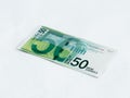 A new type of banknote worth 50 Israeli shekels isolated on a white background