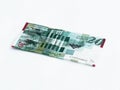 A new type of banknote worth 20 Israeli shekels isolated on a white background