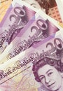 New UK Twenty Pound Notes Royalty Free Stock Photo
