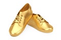 New Unbranded Fashionable Golden Sneakers. 3d Rendering