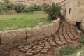 New, unlaid mudbricks in ancient desert city Ait Benhaddou, Morocco.