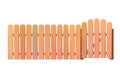 New unpainted wooden fence made of boards and picket fence. Isolated on white background Vector.