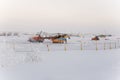 New Urengoy, YaNAO, North of Russia. Helicopter UTair and Konvers avia in the local airport on the service. January 06, 2016 Royalty Free Stock Photo