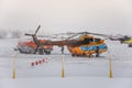 New Urengoy, YaNAO, North of Russia. Helicopter UTair and Konvers avia in the local airport on the service. January 06, 2016 Edi Royalty Free Stock Photo