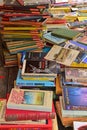 New, used, second hand books on display in European Market Royalty Free Stock Photo