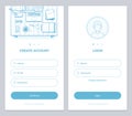 New User Account Create and User Login pages UI for mobile APP or website. Vector illustration for your website or mobile app.