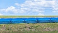 New Vehicles Parked Blue Protection Depot Yard Royalty Free Stock Photo