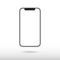 New version of black slim smartphone similar to iphon x with blank white screen. Realistic vector illustration Royalty Free Stock Photo