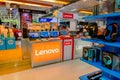 New version of Lenovo laptop in Lenovo computer booth at Bangkok department store Thailand April 14, 2018