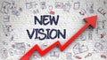 New Vision Drawn on White Brickwall. 3d. Royalty Free Stock Photo