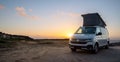 The new 2021 Volkswagen VW Transporter Camping Van T6.1 California Ocean in the coastal Nature Royalty Free Stock Photo