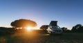 The new 2021 Volkswagen VW Transporter Camping Van T6.1 California Ocean in the coastal Nature Royalty Free Stock Photo