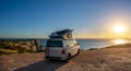 The new 2021 Volkswagen VW Transporter Camping Van T6.1 California Ocean in the coastal Nature Royalty Free Stock Photo