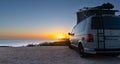 The new 2021 Volkswagen VW Transporter Camping Van T6.1 California Ocean in the coastal Nature Royalty Free Stock Photo