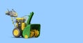 New walk behind tractor welcome banner with space for text 3d render on blue background