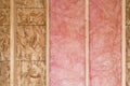 New Wall With Fiberglass Insulation Royalty Free Stock Photo