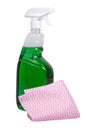New wash cleaning spray bottle grean color isolated on the white background
