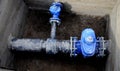 New water valves and pipes for water pipeline Royalty Free Stock Photo
