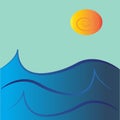 vector illustration abstract of an ocean wave underneath the blazing sun Royalty Free Stock Photo