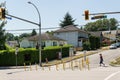 NEW WESTMINSTER, CANADA - JUNE 26, 2019: street view of quiet neighborhood alberta street no through traffic