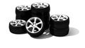 New wheels with steel rim Royalty Free Stock Photo