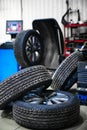 New wheels in the tire with a small depth of field Royalty Free Stock Photo