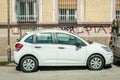 New white Citroen C3 small compact car parked on the street in the city.