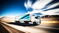 A new white european truck run fast for delivery, illustration ai generative