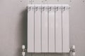 New white heating radiator on wall