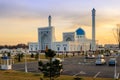 New white mosque Minor in Tashkent at sunset, Uzbekistan