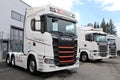 New White Scania Trucks on Asphalt Yard