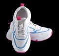 New white sneakers isolated. Fashionable sports shoes. Clean stylish shoe. Royalty Free Stock Photo