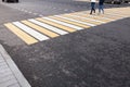 New white and yellow pedestrian bacground in the city