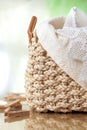 New wicker laundry basket