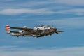 NEW WINDSOR, NY - SEPTEMBER 03, 2016: Panchito is a North American B-25 Mitchell from the Word War II Era flying over Stewart Air