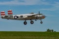 NEW WINDSOR, NY - SEPTEMBER 03, 2016: Panchito is a North American B-25 Mitchell from the Word War II Era flying over Stewart Air