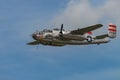 NEW WINDSOR, NY - SEPTEMBER 03, 2016: Panchito is a North American B-25 Mitchell from the Word War II Era flying over Stewart Air