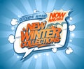 New winter collections now on, speech bubble banner