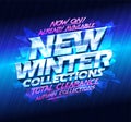 New winter collections, total clearance autumn collections, sale poster