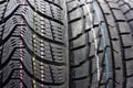 New winter tires in a row Royalty Free Stock Photo