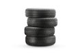 new winter tires, a stack of isolate on a white background Royalty Free Stock Photo